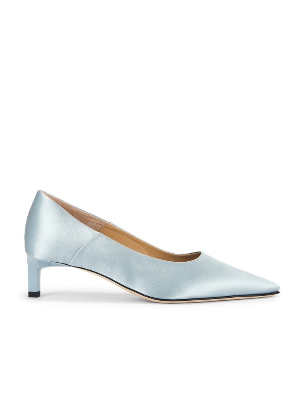 Dear Frances Topo Pump in Blue satin pointed kitten heel